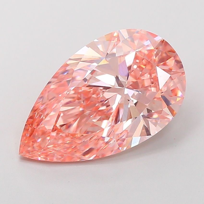 Loose Diamond - PEAR 5.05ct Fancy Vivid Pink VS1: Loose Diamond - PEAR 5.05ct Fancy Vivid Pink VS1 Source: This is a real non-mined Diamond that has been grown in a lab Shape: PEAR Carats: 5.05 Color: Fancy Vivid Pink Certification: IGI Video: