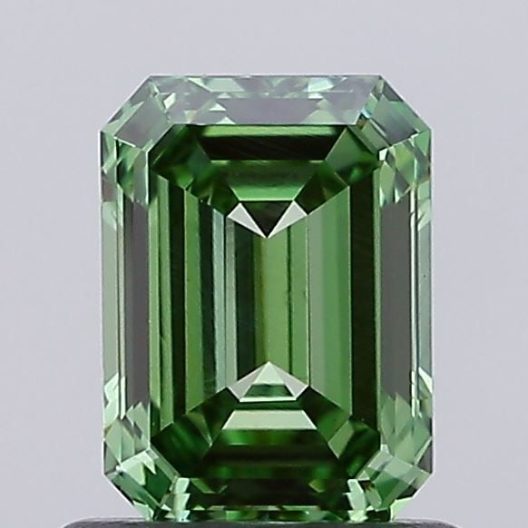 Loose Diamond - EMERALD 0.94ct Fancy Vivid Green VS1: Loose Diamond - EMERALD 0.94ct Fancy Vivid Green VS1 Source: This is a real non-mined Diamond that has been grown in a lab Shape: EMERALD Carats: 0.94 Color: Fancy Vivid Green Certification: IGI Video