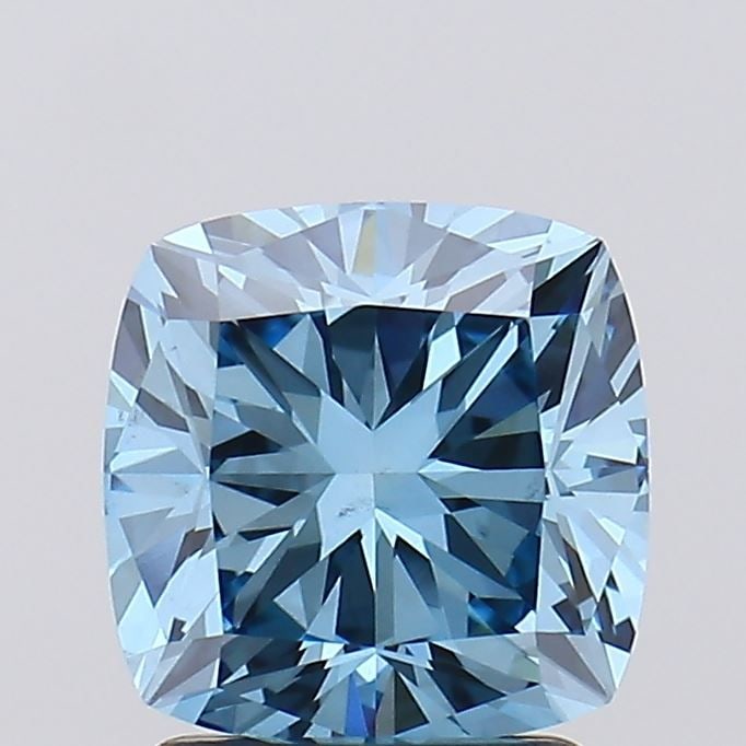 Loose Diamond - CUSHION MODIFIED 2.14ct Fancy Vivid Blue VS2: Loose Diamond - CUSHION MODIFIED 2.14ct Fancy Vivid Blue VS2 Source: This is a real non-mined Diamond that has been grown in a lab Shape: CUSHION MODIFIED Carats: 2.14 Color: Fancy Vivid Blue Certific