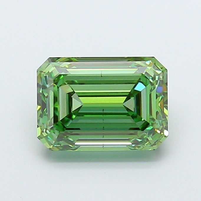 Loose Diamond - EMERALD 5.05ct Fancy Vivid Green VS2: Loose Diamond - EMERALD 5.05ct Fancy Vivid Green VS2 Source: This is a real non-mined Diamond that has been grown in a lab Shape: EMERALD Carats: 5.05 Color: Fancy Vivid Green Certification: IGI Video