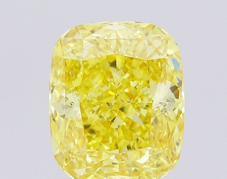 Loose Diamond - CUSHION MODIFIED 4.28ct Fancy Vivid Yellow VS2: Loose Diamond - CUSHION MODIFIED 4.28ct Fancy Vivid Yellow VS2 Source: This is a real non-mined Diamond that has been grown in a lab Shape: CUSHION MODIFIED Carats: 4.28 Color: Fancy Vivid Yellow Cert