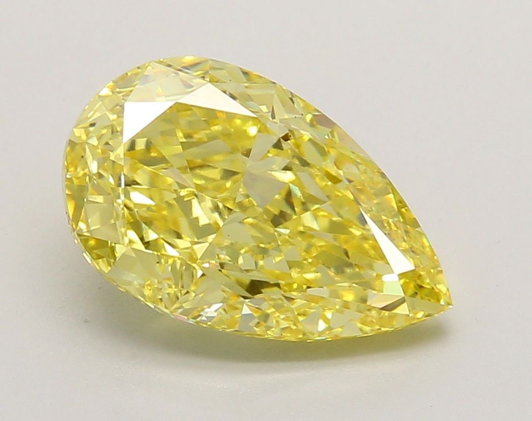 Loose Diamond - PEAR 3.66ct Fancy Vivid Yellow VS2: Loose Diamond - PEAR 3.66ct Fancy Vivid Yellow VS2 Source: This is a real non-mined Diamond that has been grown in a lab Shape: PEAR Carats: 3.66 Color: Fancy Vivid Yellow Certification: IGI Video: