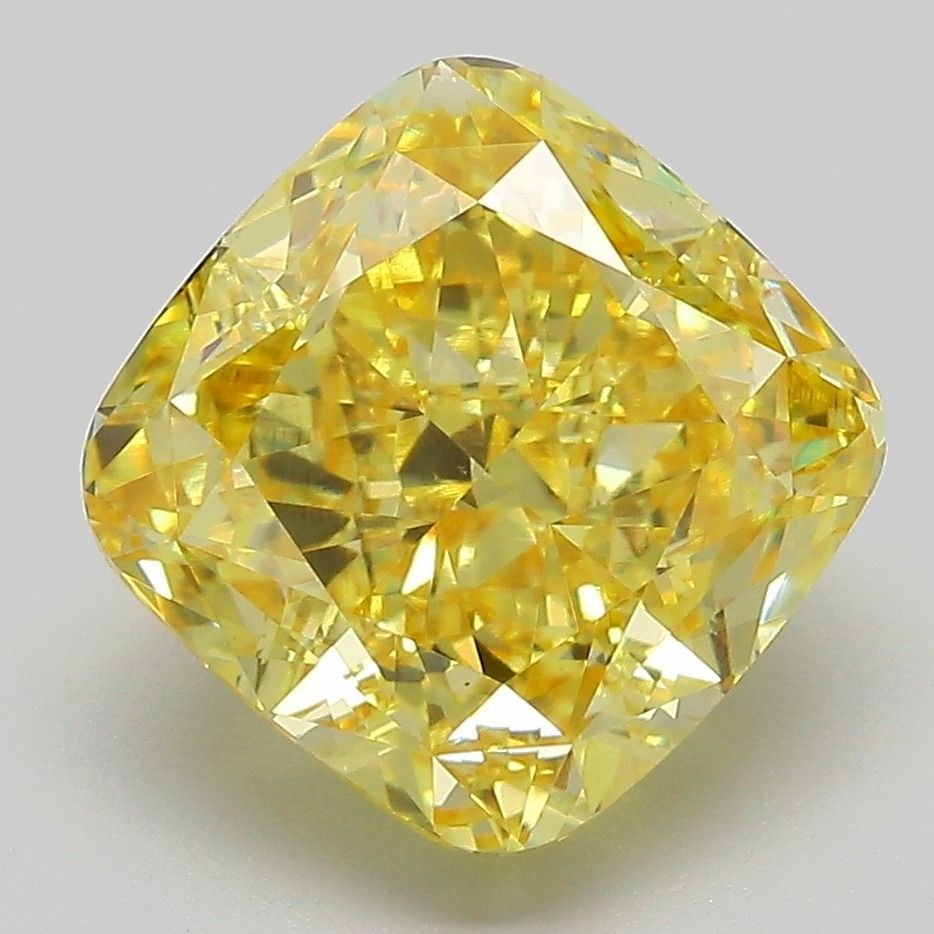 Loose Diamond - CUSHION MODIFIED 5.55ct Fancy Vivid Yellow VS1: Loose Diamond - CUSHION MODIFIED 5.55ct Fancy Vivid Yellow VS1 Source: This is a real non-mined Diamond that has been grown in a lab Shape: CUSHION MODIFIED Carats: 5.55 Color: Fancy Vivid Yellow Cert