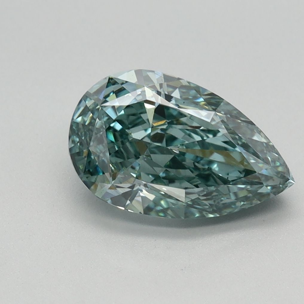 Loose Diamond - PEAR 1.56ct Fancy Vivid Blue Green VS1: Loose Diamond - PEAR 1.56ct Fancy Vivid Blue Green VS1 Source: This is a real non-mined Diamond that has been grown in a lab Shape: PEAR Carats: 1.56 Color: Fancy Vivid Blue Green Certification: IGI V