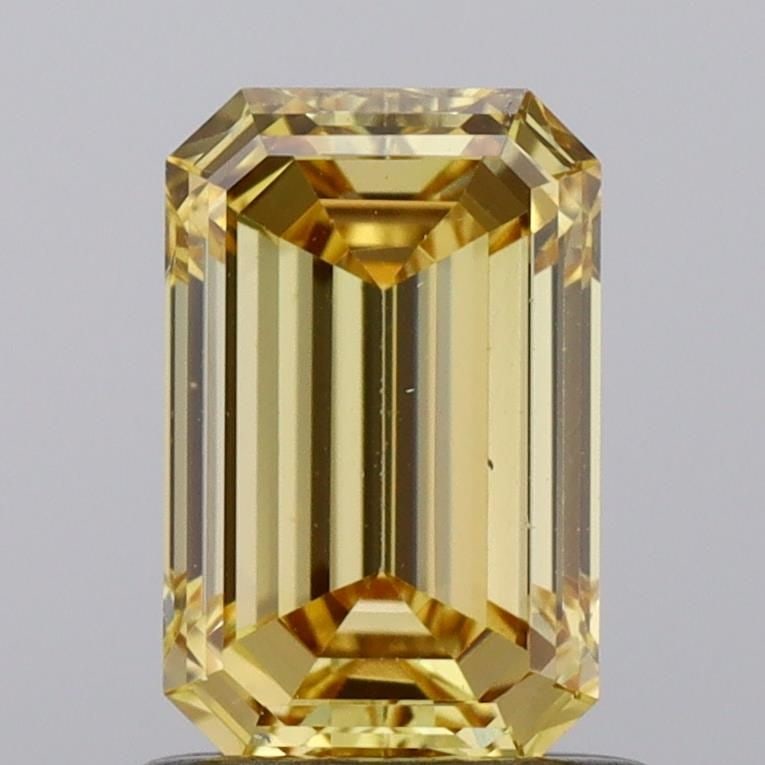 Loose Diamond - EMERALD 1.01ct Fancy Vivid Yellow VS2: Loose Diamond - EMERALD 1.01ct Fancy Vivid Yellow VS2 Source: This is a real non-mined Diamond that has been grown in a lab Shape: EMERALD Carats: 1.01 Color: Fancy Vivid Yellow Certification: NONE Vi