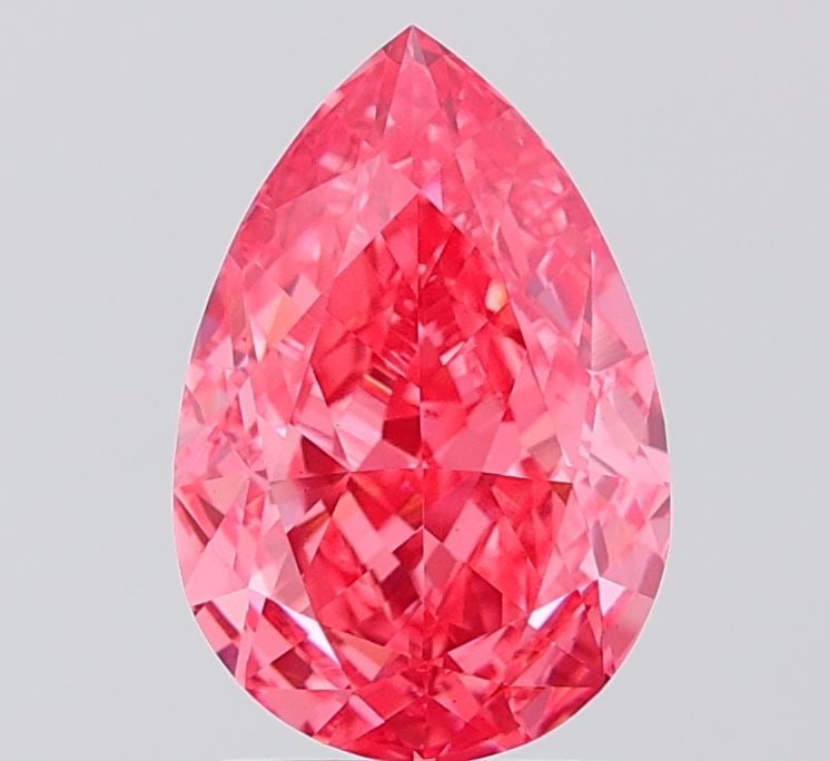 Loose Diamond - PEAR 2.62ct Fancy Vivid Pink VVS2: Loose Diamond - PEAR 2.62ct Fancy Vivid Pink VVS2 Source: This is a real non-mined Diamond that has been grown in a lab Shape: PEAR Carats: 2.62 Color: Fancy Vivid Pink Certification: IGI Video: