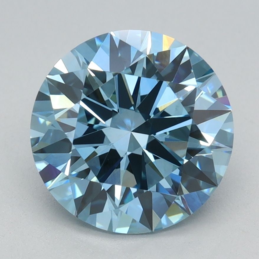 Ideal Loose Diamond - ROUND 2.06ct Fancy Vivid Blue VS1: Ideal Loose Diamond - ROUND 2.06ct Fancy Vivid Blue VS1 Source: This is a real non-mined Diamond that has been grown in a lab Shape: ROUND Carats: 2.06 Color: Fancy Vivid Blue Certification: IGI Video