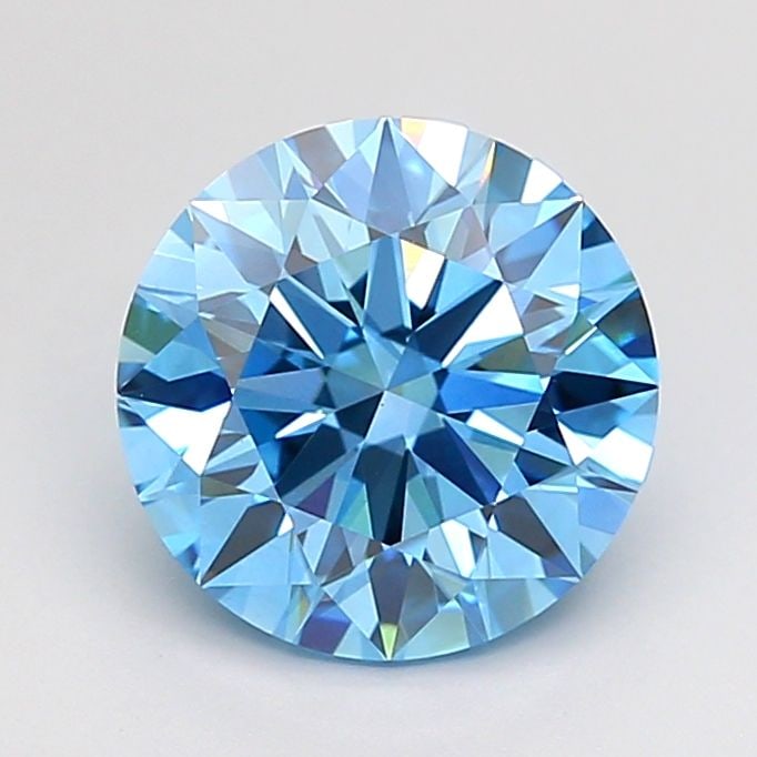 Ideal Loose Diamond - ROUND 2.03ct Fancy Vivid Blue VS2: Ideal Loose Diamond - ROUND 2.03ct Fancy Vivid Blue VS2 Source: This is a real non-mined Diamond that has been grown in a lab Shape: ROUND Carats: 2.03 Color: Fancy Vivid Blue Certification: IGI Video