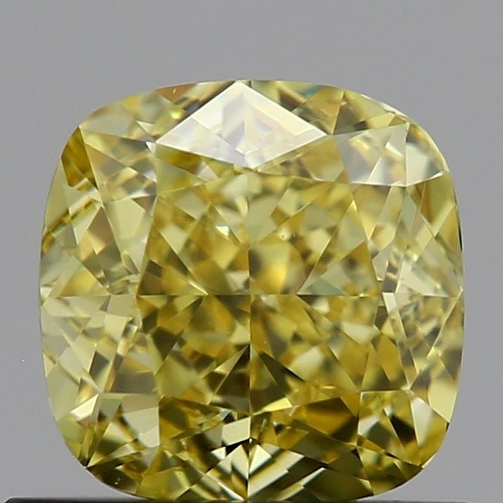 Loose Diamond - CUSHION MODIFIED 0.65ct Fancy Intense Yellow VS1: Loose Diamond - CUSHION MODIFIED 0.65ct Fancy Intense Yellow VS1 Source: This is a real non-mined Diamond that has been grown in a lab Shape: CUSHION MODIFIED Carats: 0.65 Color: Fancy Intense Yellow 