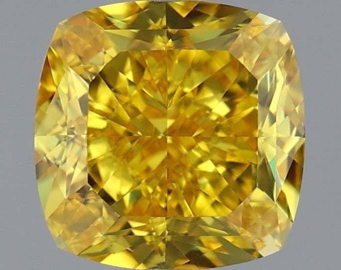 Loose Diamond - CUSHION MODIFIED 1.72ct Fancy Vivid Yellow VVS2: Loose Diamond - CUSHION MODIFIED 1.72ct Fancy Vivid Yellow VVS2 Source: This is a real non-mined Diamond that has been grown in a lab Shape: CUSHION MODIFIED Carats: 1.72 Color: Fancy Vivid Yellow