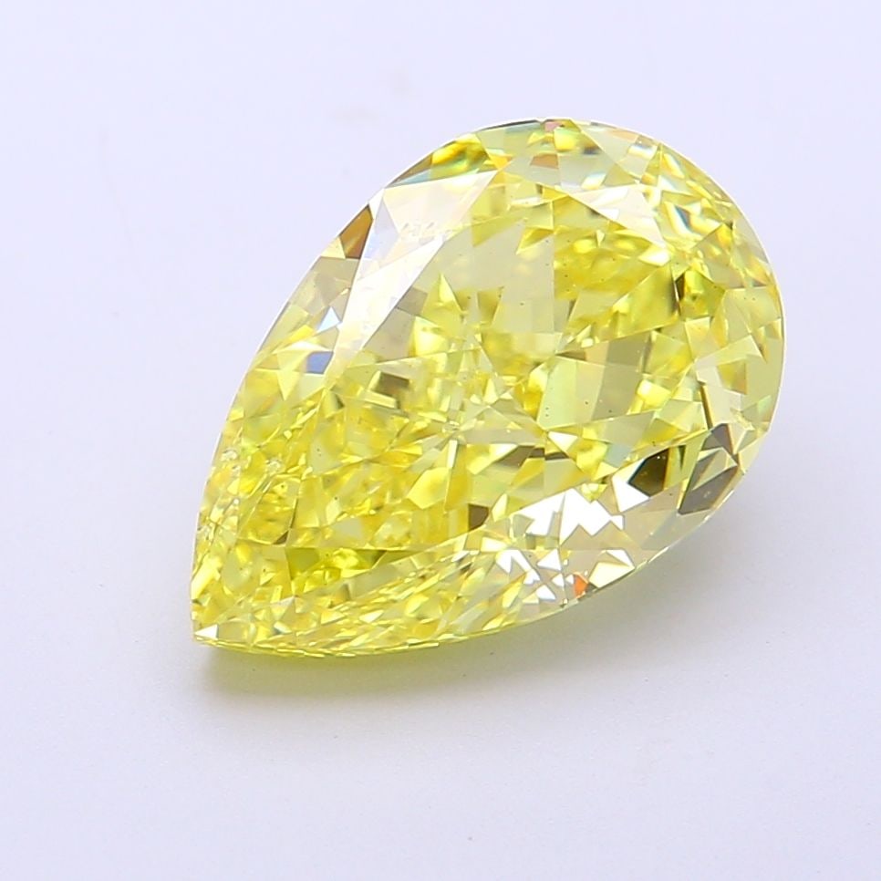 Loose Diamond - PEAR 5.03ct Fancy Vivid Yellow VS2: Loose Diamond - PEAR 5.03ct Fancy Vivid Yellow VS2 Source: This is a real non-mined Diamond that has been grown in a lab Shape: PEAR Carats: 5.03 Color: Fancy Vivid Yellow Certification: IGI Video: