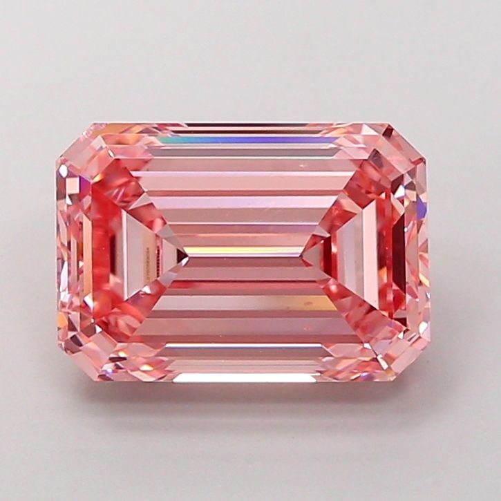 Loose Diamond - EMERALD 3.83ct Fancy Vivid Pink VS2: Loose Diamond - EMERALD 3.83ct Fancy Vivid Pink VS2 Source: This is a real non-mined Diamond that has been grown in a lab Shape: EMERALD Carats: 3.83 Color: Fancy Vivid Pink Certification: IGI Video:
