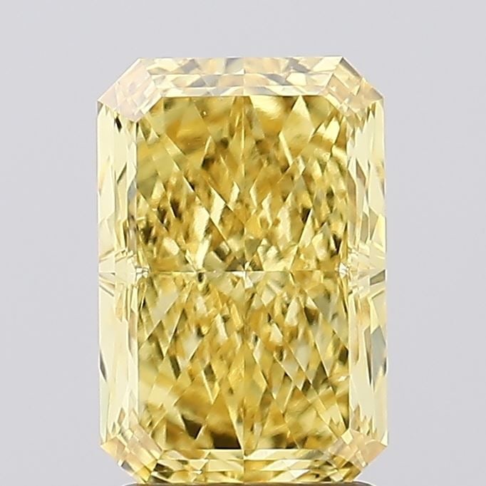 Loose Diamond - RADIANT 2.56ct Fancy Vivid Yellow VS2: Loose Diamond - RADIANT 2.56ct Fancy Vivid Yellow VS2 Source: This is a real non-mined Diamond that has been grown in a lab Shape: RADIANT Carats: 2.56 Color: Fancy Vivid Yellow Certification: IGI Vid