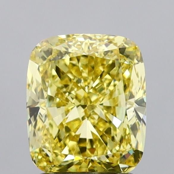 Loose Diamond - CUSHION MODIFIED 2.01ct Fancy Vivid Yellow VS1: Loose Diamond - CUSHION MODIFIED 2.01ct Fancy Vivid Yellow VS1 Source: This is a real non-mined Diamond that has been grown in a lab Shape: CUSHION MODIFIED Carats: 2.01 Color: Fancy Vivid Yellow Cert