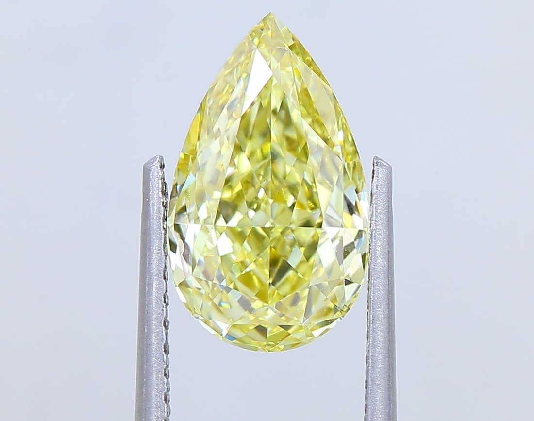 Loose Diamond - PEAR 2.1ct Fancy Intense Yellow VS1: Loose Diamond - PEAR 2.1ct Fancy Intense Yellow VS1 Source: This is a real non-mined Diamond that has been grown in a lab Shape: PEAR Carats: 2.1 Color: Fancy Intense Yellow Certification: IGI Video: