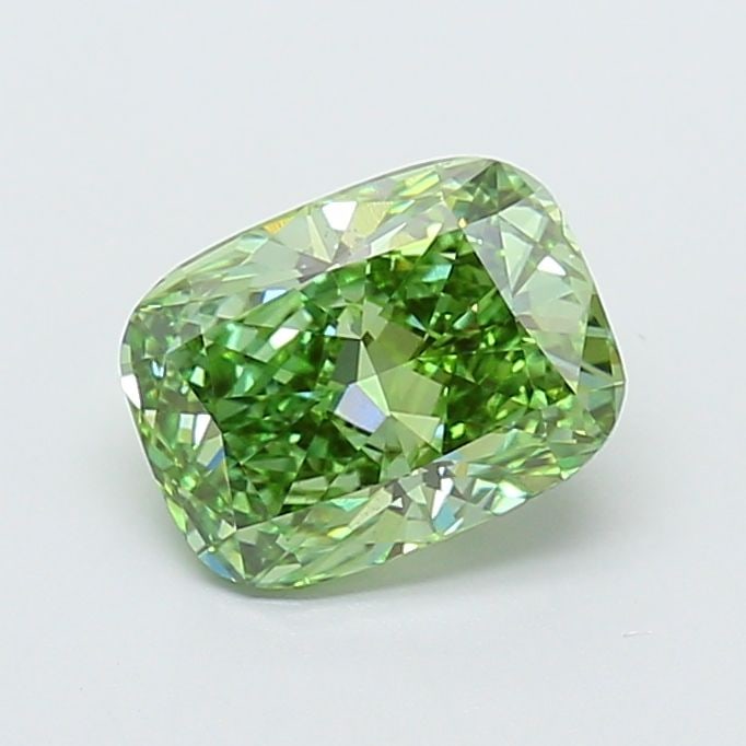 Loose Diamond - CUSHION MODIFIED 2.51ct Fancy Vivid Green VS1: Loose Diamond - CUSHION MODIFIED 2.51ct Fancy Vivid Green VS1 Source: This is a real non-mined Diamond that has been grown in a lab Shape: CUSHION MODIFIED Carats: 2.51 Color: Fancy Vivid Green Certif