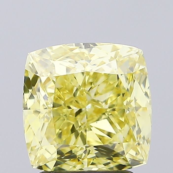 Loose Diamond - CUSHION MODIFIED 2.39ct Fancy Intense Yellow VVS2: Loose Diamond - CUSHION MODIFIED 2.39ct Fancy Intense Yellow VVS2 Source: This is a real non-mined Diamond that has been grown in a lab Shape: CUSHION MODIFIED Carats: 2.39 Color: Fancy Intense Yellow