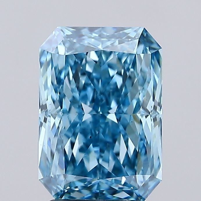Loose Diamond - RADIANT 2.42ct Fancy Vivid Blue VS2: Loose Diamond - RADIANT 2.42ct Fancy Vivid Blue VS2 Source: This is a real non-mined Diamond that has been grown in a lab Shape: RADIANT Carats: 2.42 Color: Fancy Vivid Blue Certification: IGI Video: