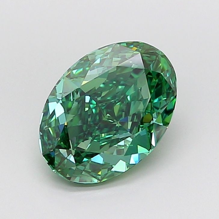Loose Diamond - OVAL 3.06ct Fancy Vivid Green VS1: Loose Diamond - OVAL 3.06ct Fancy Vivid Green VS1 Source: This is a real non-mined Diamond that has been grown in a lab Shape: OVAL Carats: 3.06 Color: Fancy Vivid Green Certification: IGI Video: