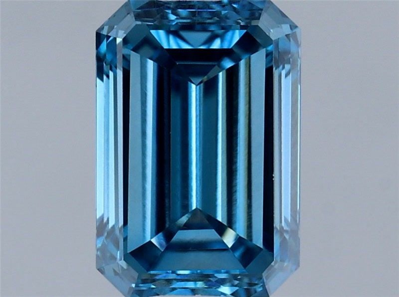 Loose Diamond - EMERALD 0.54ct Fancy Vivid Blue VS1: Loose Diamond - EMERALD 0.54ct Fancy Vivid Blue VS1 Source: This is a real non-mined Diamond that has been grown in a lab Shape: EMERALD Carats: 0.54 Color: Fancy Vivid Blue Certification: IGI Video: