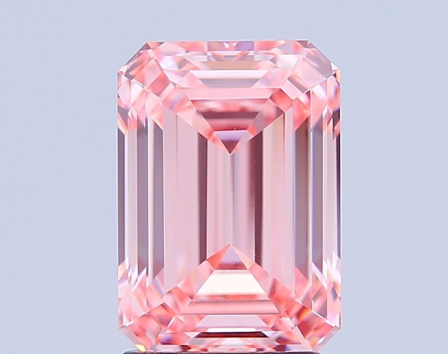 Loose Diamond - EMERALD 2.5ct Fancy Intense Pink VVS2: Loose Diamond - EMERALD 2.5ct Fancy Intense Pink VVS2 Source: This is a real non-mined Diamond that has been grown in a lab Shape: EMERALD Carats: 2.5 Color: Fancy Intense Pink Certification: IGI Vide
