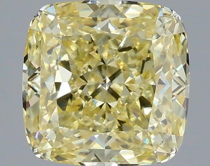 Loose Diamond - CUSHION MODIFIED 2.59ct Fancy Yellow VVS2: Loose Diamond - CUSHION MODIFIED 2.59ct Fancy Yellow VVS2 Source: This is a real non-mined Diamond that has been grown in a lab Shape: CUSHION MODIFIED Carats: 2.59 Color: Fancy Yellow Certification: 