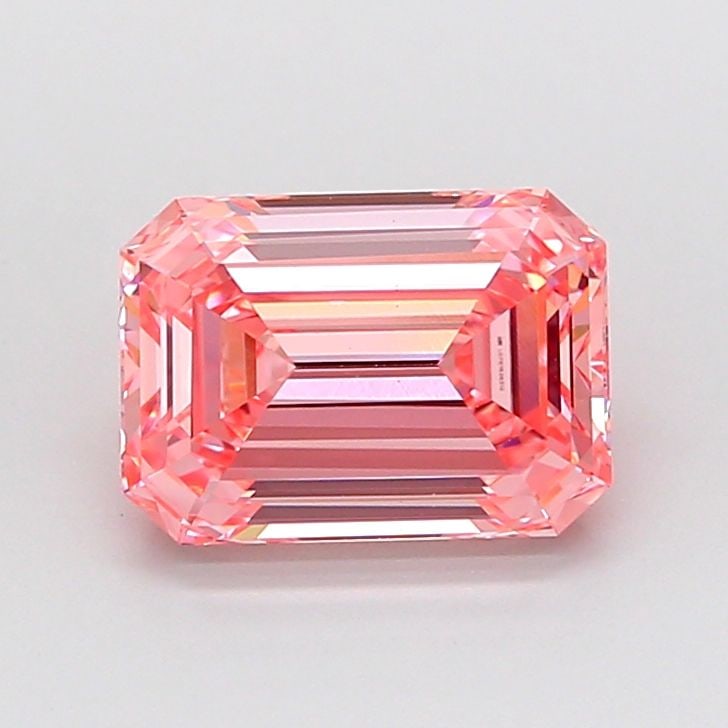 Loose Diamond - EMERALD 2.52ct Fancy Intense Pink VS1: Loose Diamond - EMERALD 2.52ct Fancy Intense Pink VS1 Source: This is a real non-mined Diamond that has been grown in a lab Shape: EMERALD Carats: 2.52 Color: Fancy Intense Pink Certification: IGI Vid