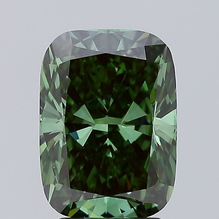 Loose Diamond - CUSHION BRILLIANT 3.05ct Fancy Vivid Green VS1: Loose Diamond - CUSHION BRILLIANT 3.05ct Fancy Vivid Green VS1 Source: This is a real non-mined Diamond that has been grown in a lab Shape: CUSHION BRILLIANT Carats: 3.05 Color: Fancy Vivid Green Cert
