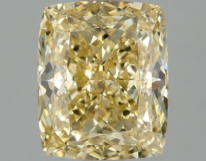 Loose Diamond - CUSHION MODIFIED 2.1ct Fancy Intense Yellow VS1: Loose Diamond - CUSHION MODIFIED 2.1ct Fancy Intense Yellow VS1 Source: This is a real non-mined Diamond that has been grown in a lab Shape: CUSHION MODIFIED Carats: 2.1 Color: Fancy Intense Yellow Ce