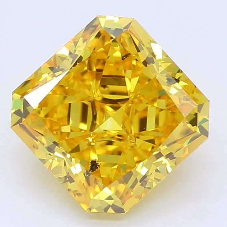 Loose Diamond - RADIANT 1.35ct Fancy Vivid Orangey Yellow I1: Loose Diamond - RADIANT 1.35ct Fancy Vivid Orangey Yellow I1 Source: This is a real non-mined Diamond that has been grown in a lab Shape: RADIANT Carats: 1.35 Color: Fancy Vivid Orangey Yellow Certifi