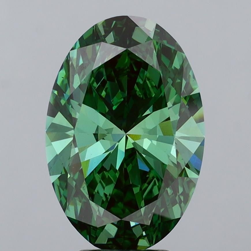 Loose Diamond - OVAL 5.0ct Fancy Vivid Green VS1: Loose Diamond - OVAL 5.0ct Fancy Vivid Green VS1 Source: This is a real non-mined Diamond that has been grown in a lab Shape: OVAL Carats: 5.0 Color: Fancy Vivid Green Certification: IGI Video: