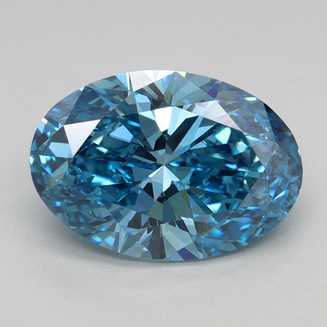 Loose Diamond - OVAL 2.1ct Fancy Vivid Blue VVS2: Loose Diamond - OVAL 2.1ct Fancy Vivid Blue VVS2 Source: This is a real non-mined Diamond that has been grown in a lab Shape: OVAL Carats: 2.1 Color: Fancy Vivid Blue Certification: IGI Video: