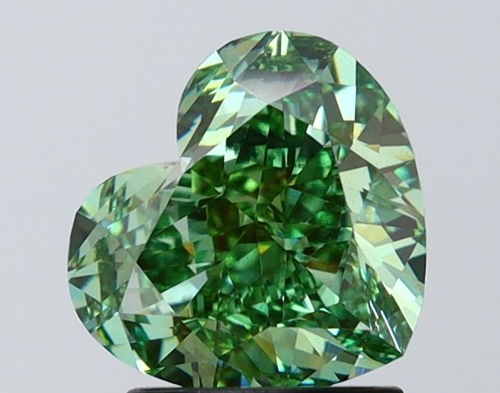 Loose Diamond - HEART 2.09ct Fancy Vivid Green VS1: Loose Diamond - HEART 2.09ct Fancy Vivid Green VS1 Source: This is a real non-mined Diamond that has been grown in a lab Shape: HEART Carats: 2.09 Color: Fancy Vivid Green Certification: IGI Video:
