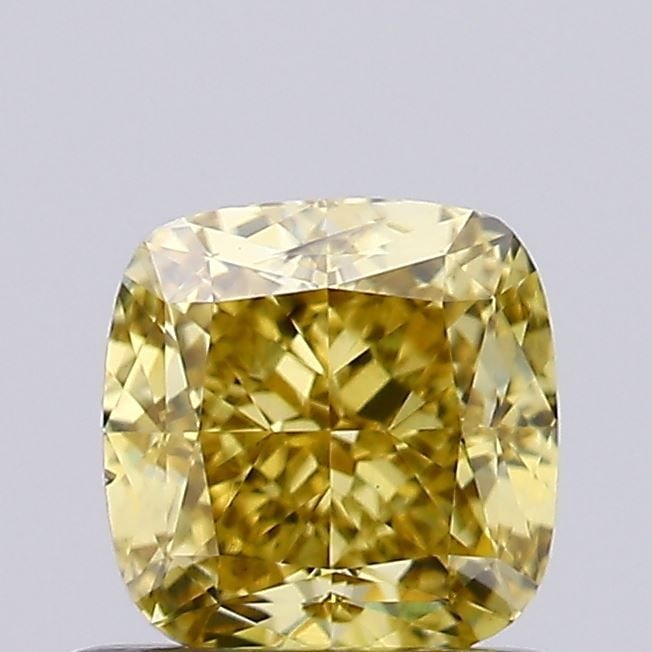 Loose Diamond - CUSHION MODIFIED 0.84ct Fancy Vivid Yellow SI1: Loose Diamond - CUSHION MODIFIED 0.84ct Fancy Vivid Yellow SI1 Source: This is a real non-mined Diamond that has been grown in a lab Shape: CUSHION MODIFIED Carats: 0.84 Color: Fancy Vivid Yellow Cert