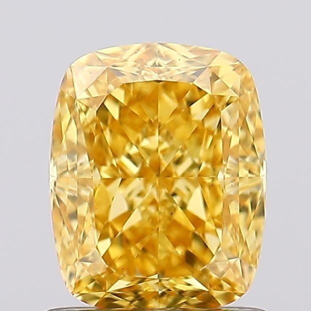 Loose Diamond - CUSHION MODIFIED 1.28ct Fancy Vivid Yellow VS1: Loose Diamond - CUSHION MODIFIED 1.28ct Fancy Vivid Yellow VS1 Source: This is a real non-mined Diamond that has been grown in a lab Shape: CUSHION MODIFIED Carats: 1.28 Color: Fancy Vivid Yellow Cert
