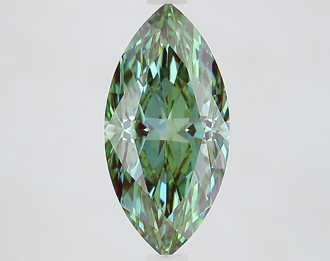 Loose Diamond - MARQUISE 2.52ct Fancy Vivid Green VS1: Loose Diamond - MARQUISE 2.52ct Fancy Vivid Green VS1 Source: This is a real non-mined Diamond that has been grown in a lab Shape: MARQUISE Carats: 2.52 Color: Fancy Vivid Green Certification: IGI Vid