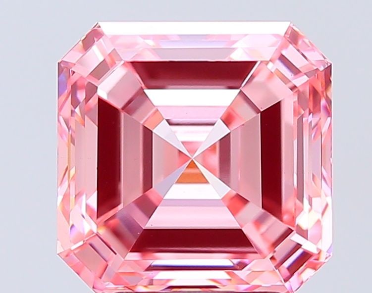 Loose Diamond - ASSCHER 5.09ct Fancy Vivid Pink VS1: Loose Diamond - ASSCHER 5.09ct Fancy Vivid Pink VS1 Source: This is a real non-mined Diamond that has been grown in a lab Shape: ASSCHER Carats: 5.09 Color: Fancy Vivid Pink Certification: IGI Video: