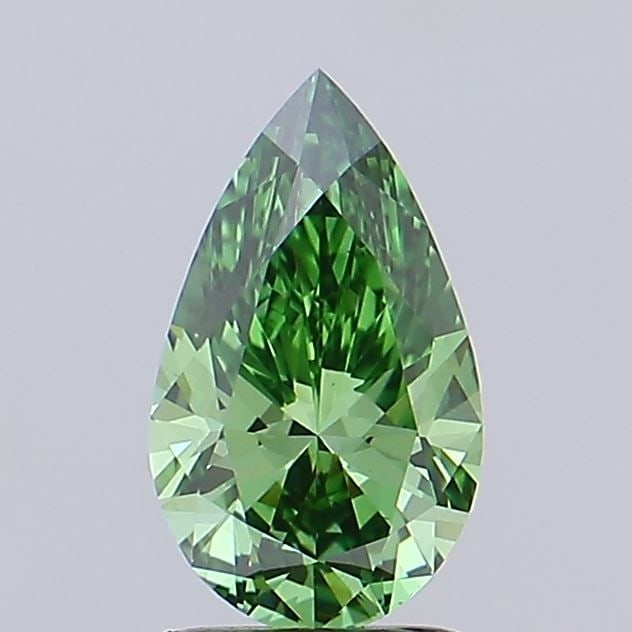 Loose Diamond - PEAR 1.43ct Fancy Vivid Green VS1: Loose Diamond - PEAR 1.43ct Fancy Vivid Green VS1 Source: This is a real non-mined Diamond that has been grown in a lab Shape: PEAR Carats: 1.43 Color: Fancy Vivid Green Certification: IGI Video: