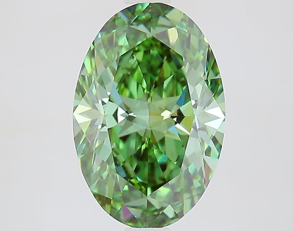 Loose Diamond - OVAL 2.0ct Fancy Vivid Green VS1: Loose Diamond - OVAL 2.0ct Fancy Vivid Green VS1 Source: This is a real non-mined Diamond that has been grown in a lab Shape: OVAL Carats: 2.0 Color: Fancy Vivid Green Certification: IGI Video: