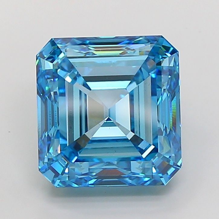Loose Diamond - ASSCHER 15.02ct Fancy Vivid Blue VS1: Loose Diamond - ASSCHER 15.02ct Fancy Vivid Blue VS1 Source: This is a real non-mined Diamond that has been grown in a lab Shape: ASSCHER Carats: 15.02 Color: Fancy Vivid Blue Certification: IGI Video