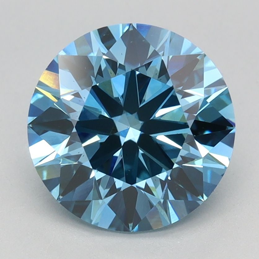Ideal Loose Diamond - ROUND 2.21ct Fancy Vivid Blue VS2: Ideal Loose Diamond - ROUND 2.21ct Fancy Vivid Blue VS2 Source: This is a real non-mined Diamond that has been grown in a lab Shape: ROUND Carats: 2.21 Color: Fancy Vivid Blue Certification: IGI Video