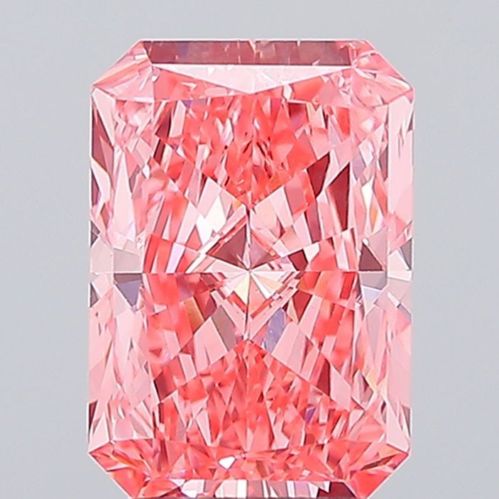 Loose Diamond - RADIANT 4.06ct Fancy Vivid Pink VS1: Loose Diamond - RADIANT 4.06ct Fancy Vivid Pink VS1 Source: This is a real non-mined Diamond that has been grown in a lab Shape: RADIANT Carats: 4.06 Color: Fancy Vivid Pink Certification: IGI Video: