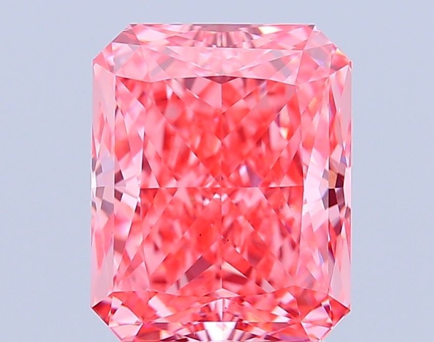 Loose Diamond - RADIANT 3.52ct Fancy Vivid Pink VS1: Loose Diamond - RADIANT 3.52ct Fancy Vivid Pink VS1 Source: This is a real non-mined Diamond that has been grown in a lab Shape: RADIANT Carats: 3.52 Color: Fancy Vivid Pink Certification: IGI Video:
