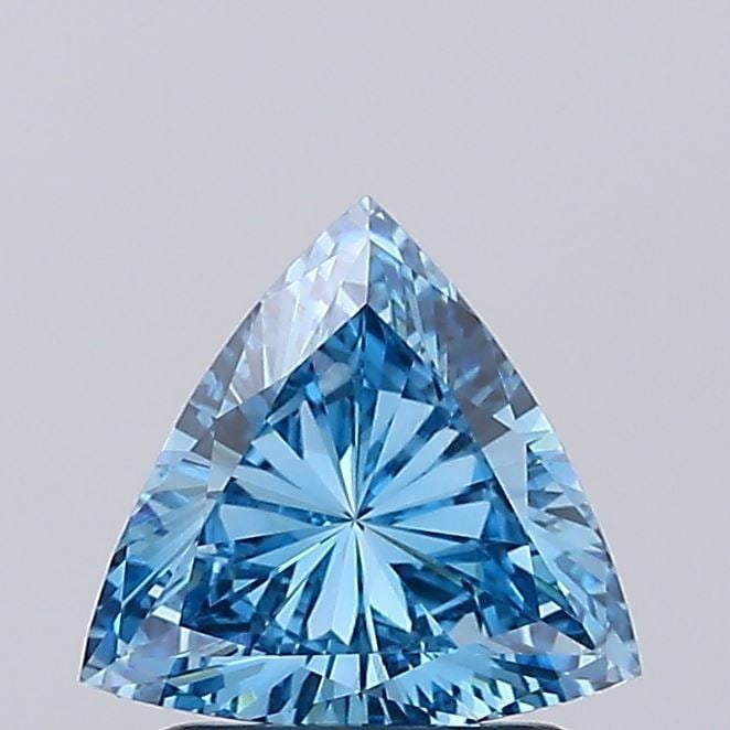 Loose Diamond - TRIANGULAR 1.08ct Fancy Vivid Blue VS1: Loose Diamond - TRIANGULAR 1.08ct Fancy Vivid Blue VS1 Source: This is a real non-mined Diamond that has been grown in a lab Shape: TRIANGULAR Carats: 1.08 Color: Fancy Vivid Blue Certification: IGI V