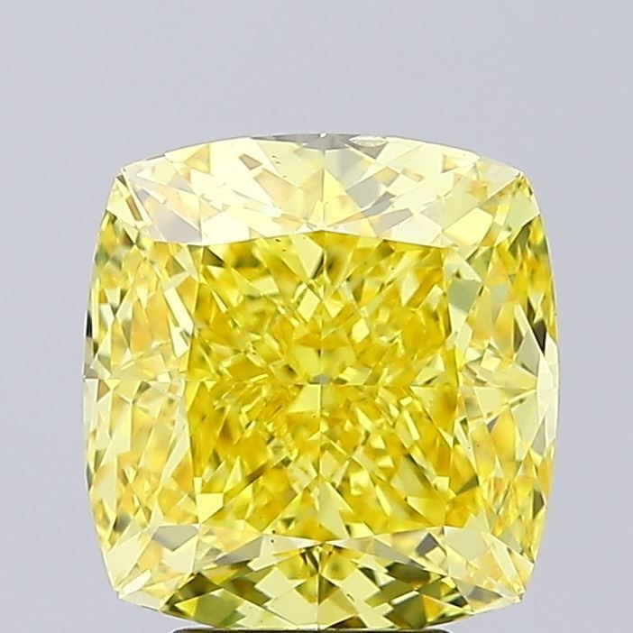 Loose Diamond - CUSHION MODIFIED 5.04ct Fancy Vivid Yellow VS2: Loose Diamond - CUSHION MODIFIED 5.04ct Fancy Vivid Yellow VS2 Source: This is a real non-mined Diamond that has been grown in a lab Shape: CUSHION MODIFIED Carats: 5.04 Color: Fancy Vivid Yellow Cert