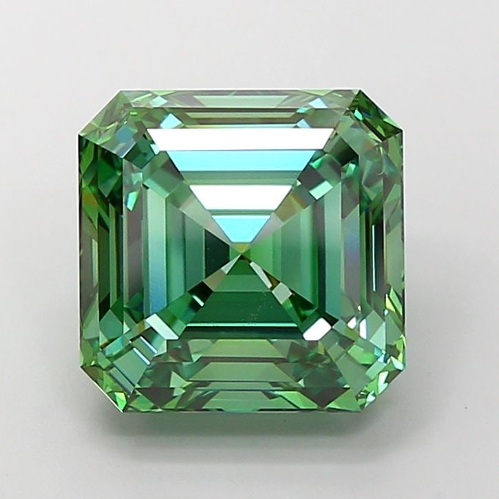 Loose Diamond - SQUARE EMERALD 10.03ct Fancy Vivid Green VVS2: Loose Diamond - SQUARE EMERALD 10.03ct Fancy Vivid Green VVS2 Source: This is a real non-mined Diamond that has been grown in a lab Shape: SQUARE EMERALD Carats: 10.03 Color: Fancy Vivid Green Certifi