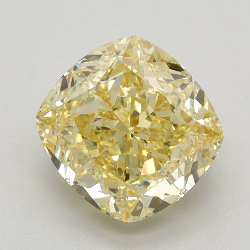 Loose Diamond - CUSHION MODIFIED 2.13ct Fancy Intense Yellow VS1: Loose Diamond - CUSHION MODIFIED 2.13ct Fancy Intense Yellow VS1 Source: This is a real non-mined Diamond that has been grown in a lab Shape: CUSHION MODIFIED Carats: 2.13 Color: Fancy Intense Yellow 