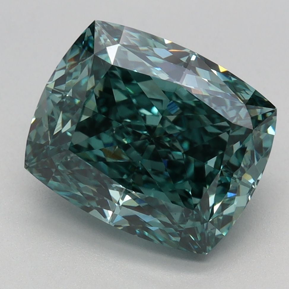 Loose Diamond - CUSHION MODIFIED 3.24ct Fancy Vivid Green VS1: Loose Diamond - CUSHION MODIFIED 3.24ct Fancy Vivid Green VS1 Source: This is a real non-mined Diamond that has been grown in a lab Shape: CUSHION MODIFIED Carats: 3.24 Color: Fancy Vivid Green Certif