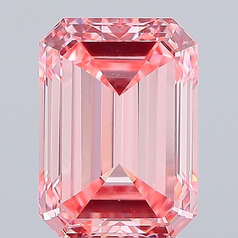 Loose Diamond - EMERALD 4.11ct Fancy Vivid Pink VVS2: Loose Diamond - EMERALD 4.11ct Fancy Vivid Pink VVS2 Source: This is a real non-mined Diamond that has been grown in a lab Shape: EMERALD Carats: 4.11 Color: Fancy Vivid Pink Certification: IGI Video: