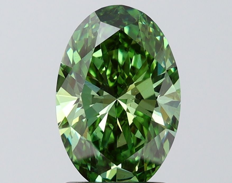 Loose Diamond - OVAL 2.0ct Fancy Vivid Green VS1: Loose Diamond - OVAL 2.0ct Fancy Vivid Green VS1 Source: This is a real non-mined Diamond that has been grown in a lab Shape: OVAL Carats: 2.0 Color: Fancy Vivid Green Certification: IGI Video: